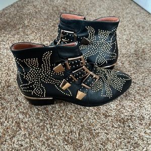 Black and gold studded bootie